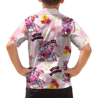 Hawaii Flamingo Hello Summer Family Matching Long Sleeve Bodycon Dress and Hawaiian Shirt Hawaiian Quilt Pattern LT9 - Polynesian Pride