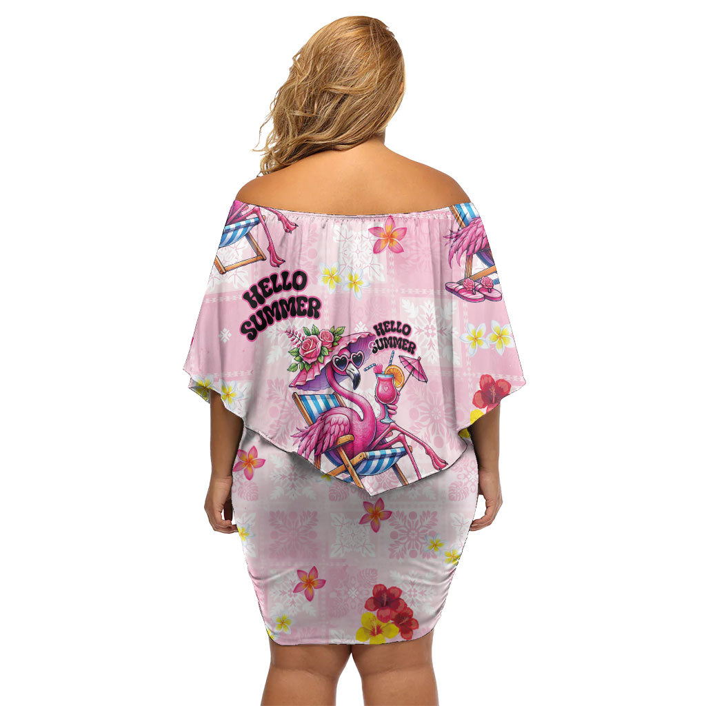 Hawaii Flamingo Hello Summer Family Matching Off Shoulder Short Dress and Hawaiian Shirt Hawaiian Quilt Pattern LT9 - Polynesian Pride
