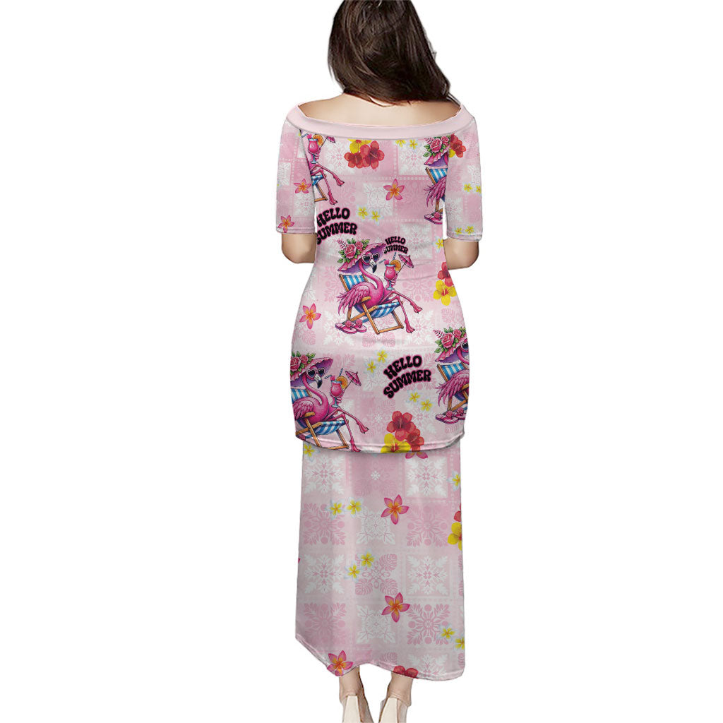 Hawaii Flamingo Hello Summer Family Matching Puletasi and Hawaiian Shirt Hawaiian Quilt Pattern LT9 - Polynesian Pride