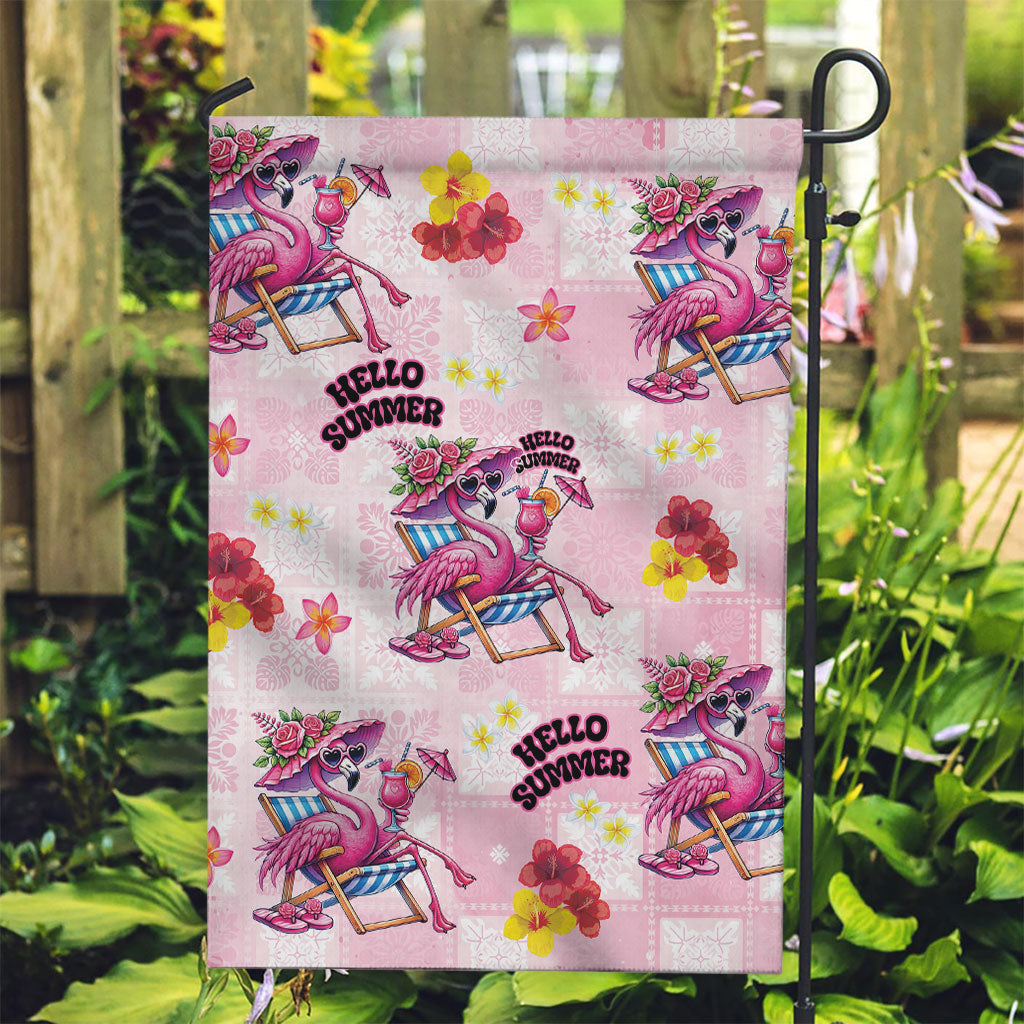 Hawaii Flamingo Hello Summer Garden Flag Hawaiian Quilt Pattern LT9 Garden Flag Pink - Polynesian Pride