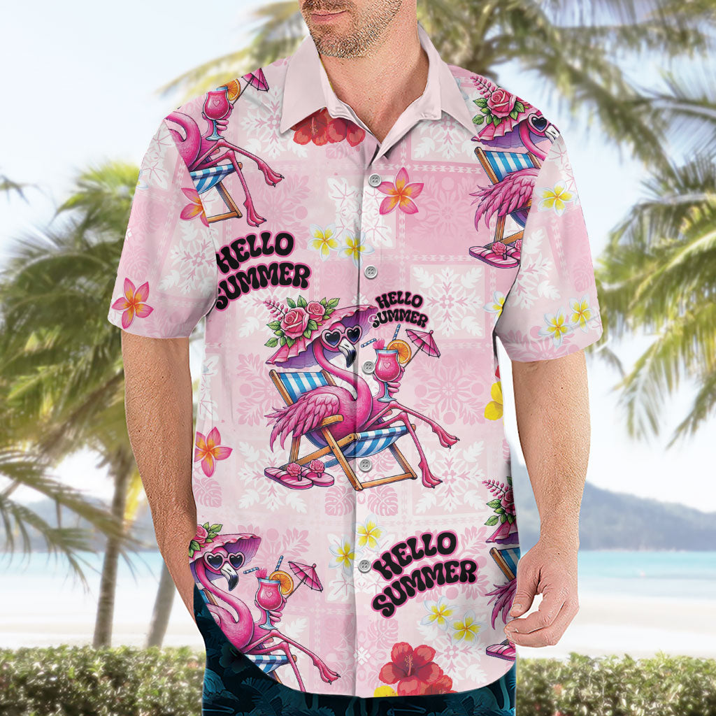 Hawaii Flamingo Hello Summer Hawaiian Shirt Hawaiian Quilt Pattern LT9 - Polynesian Pride