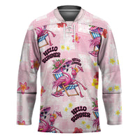 Hawaii Flamingo Hello Summer Hockey Jersey Hawaiian Quilt Pattern LT9 Unisex Pink - Polynesian Pride