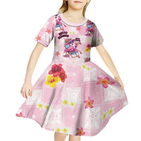 Hawaii Flamingo Hello Summer Kid Short Sleeve Dress Hawaiian Quilt Pattern LT9 - Polynesian Pride
