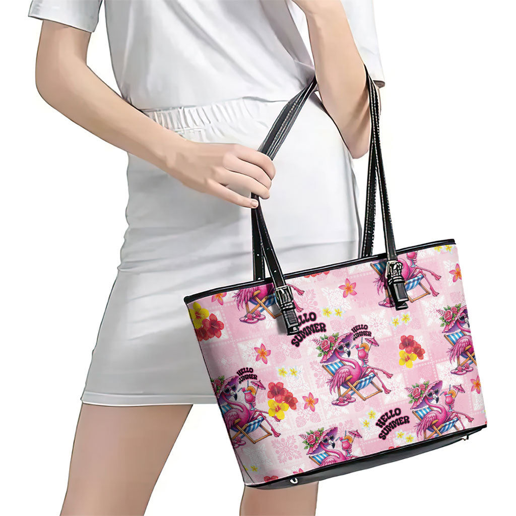 Hawaii Flamingo Hello Summer Leather Tote Bag Hawaiian Quilt Pattern LT9 - Polynesian Pride