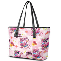 Hawaii Flamingo Hello Summer Leather Tote Bag Hawaiian Quilt Pattern LT9 - Polynesian Pride