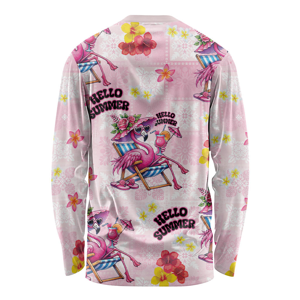 Hawaii Flamingo Hello Summer Long Sleeve Shirt Hawaiian Quilt Pattern LT9 - Polynesian Pride