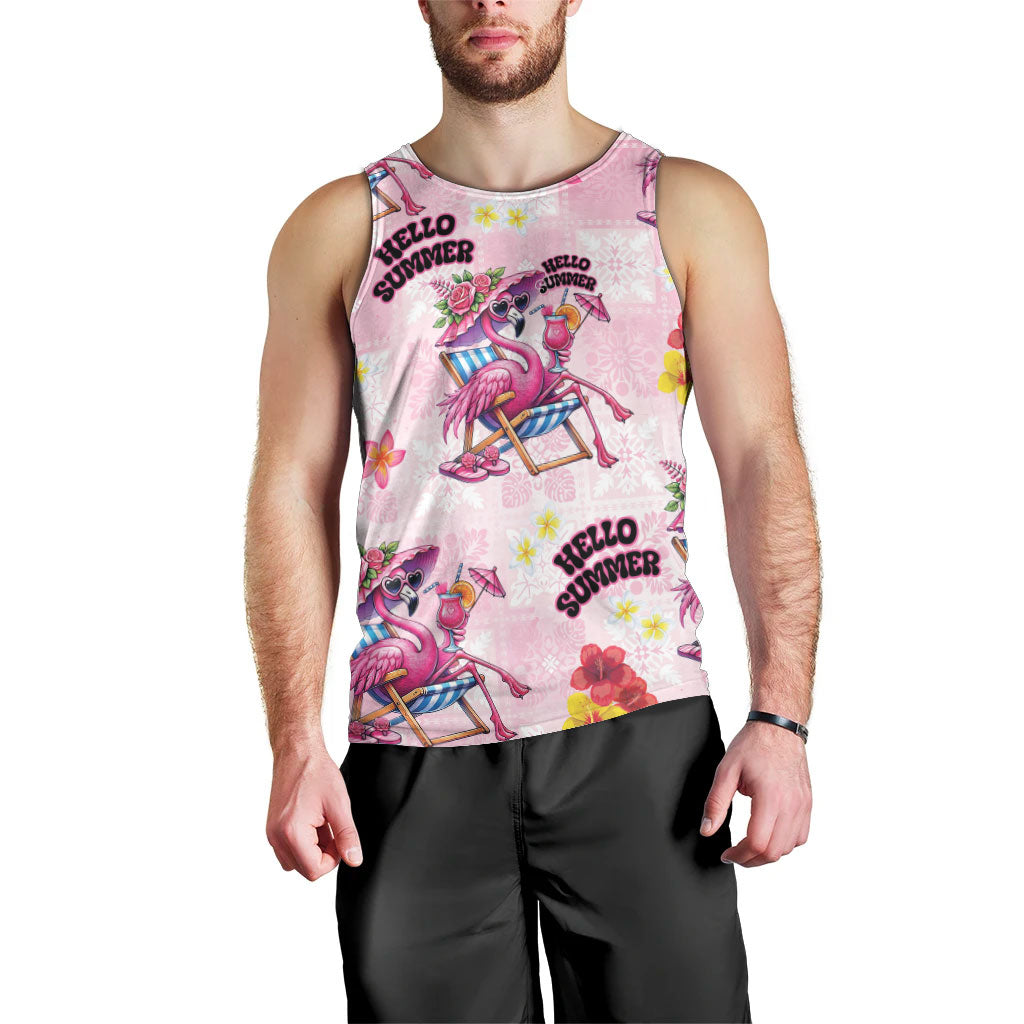 Hawaii Flamingo Hello Summer Men Tank Top Hawaiian Quilt Pattern LT9 - Polynesian Pride