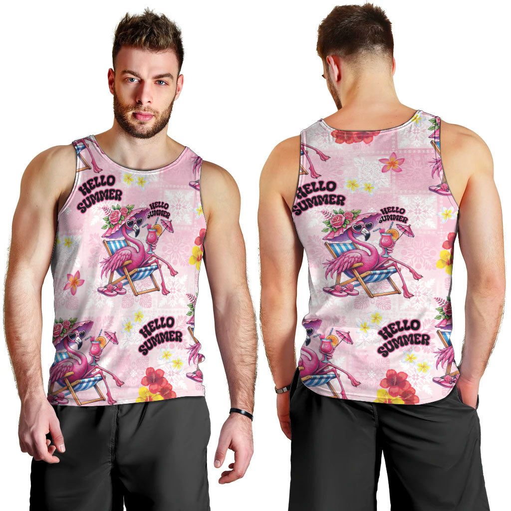 Hawaii Flamingo Hello Summer Men Tank Top Hawaiian Quilt Pattern LT9 - Polynesian Pride