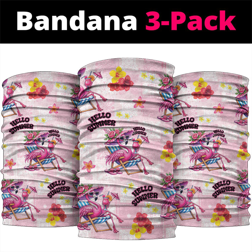 Hawaii Flamingo Hello Summer Neck Gaiter Hawaiian Quilt Pattern LT9 package One Size: 25*50cm Pink - Polynesian Pride