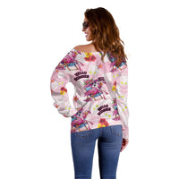 Hawaii Flamingo Hello Summer Off Shoulder Sweater Hawaiian Quilt Pattern LT9 - Polynesian Pride