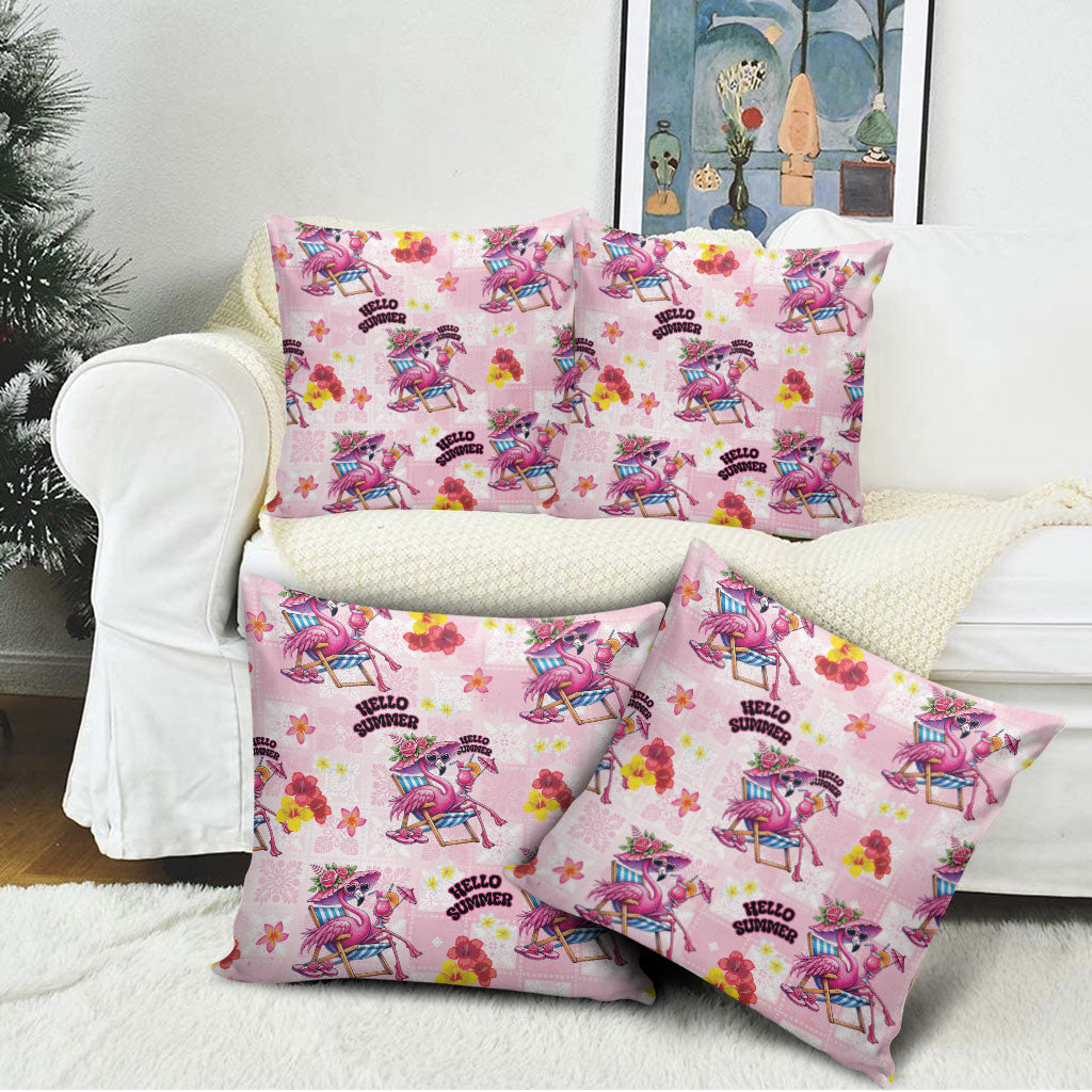 Hawaii Flamingo Hello Summer Pillow Cover Hawaiian Quilt Pattern LT9 - Polynesian Pride