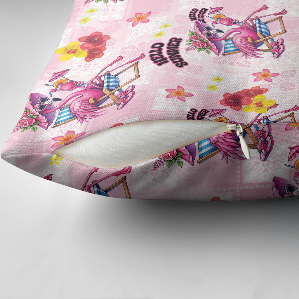 Hawaii Flamingo Hello Summer Pillow Cover Hawaiian Quilt Pattern LT9 - Polynesian Pride