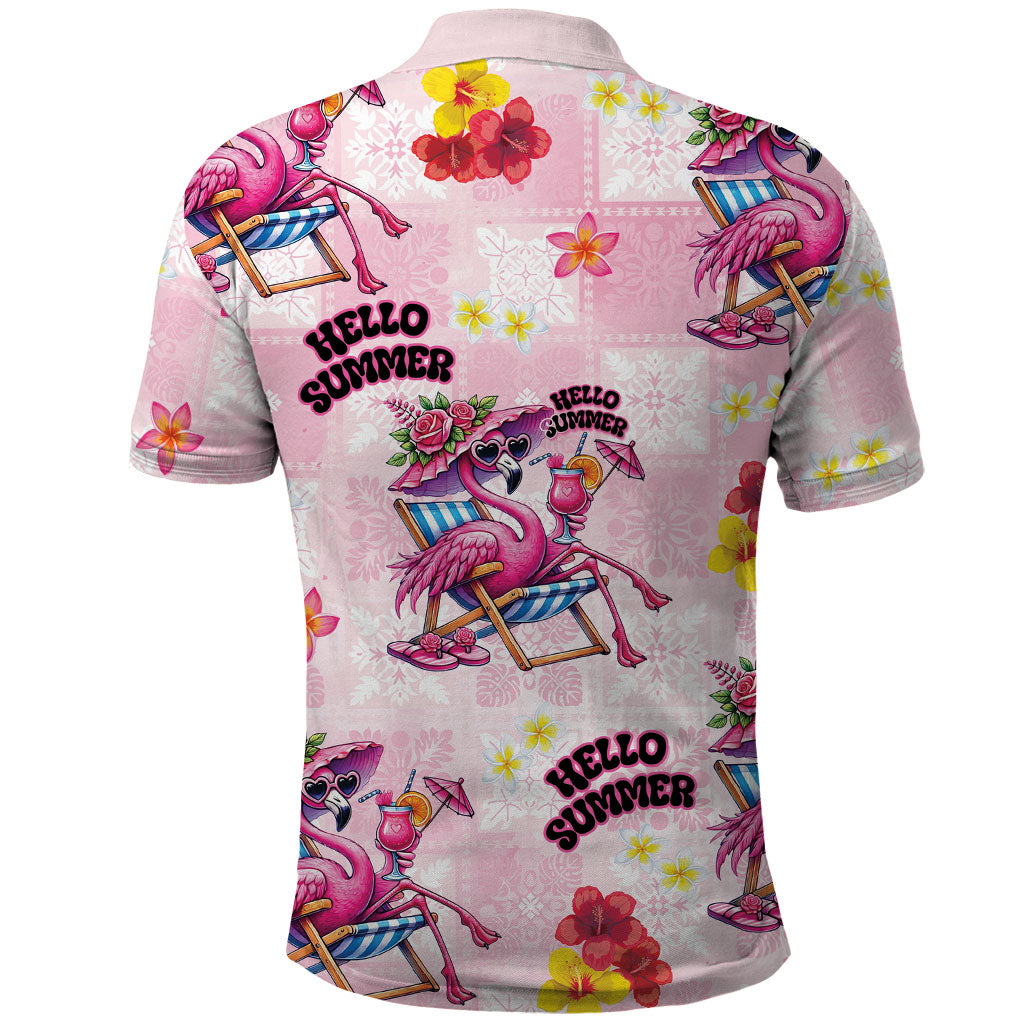 Hawaii Flamingo Hello Summer Polo Shirt Hawaiian Quilt Pattern LT9 - Polynesian Pride