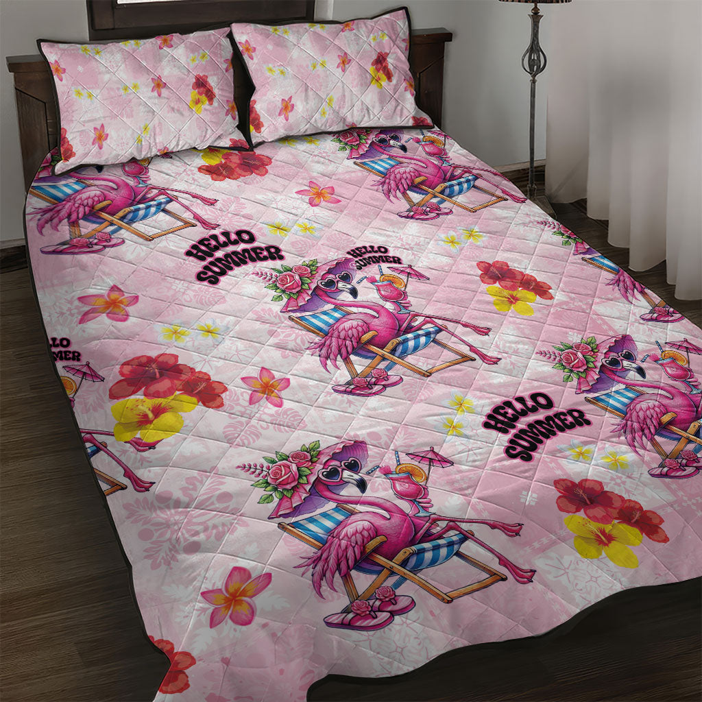 Hawaii Flamingo Hello Summer Quilt Bed Set Hawaiian Quilt Pattern LT9 Pink - Polynesian Pride