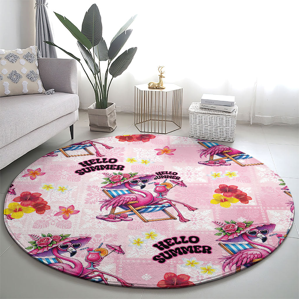 Hawaii Flamingo Hello Summer Round Carpet Hawaiian Quilt Pattern LT9 - Polynesian Pride