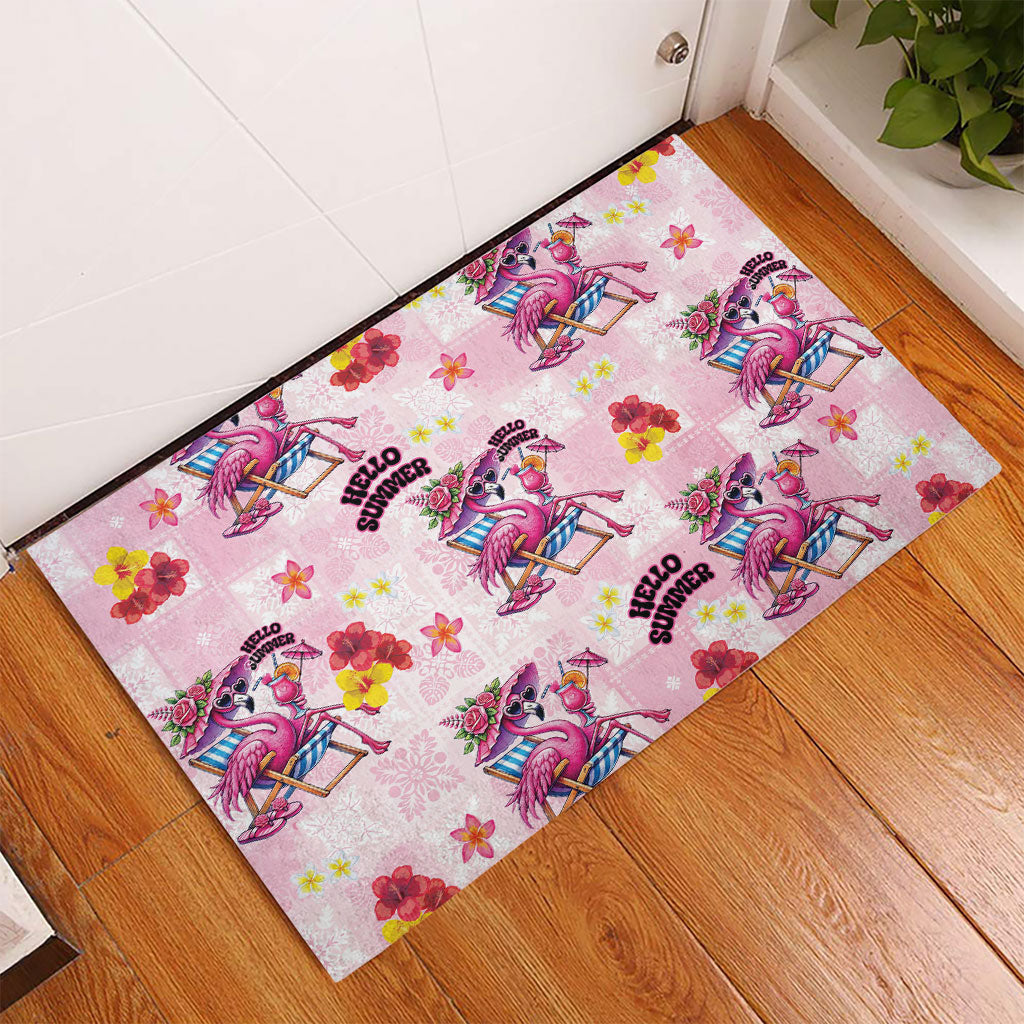 Hawaii Flamingo Hello Summer Rubber Doormat Hawaiian Quilt Pattern LT9 - Polynesian Pride