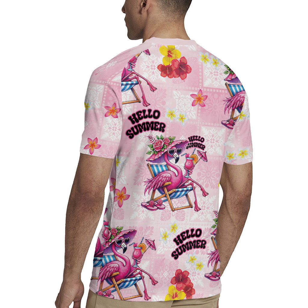Hawaii Flamingo Hello Summer Rugby Jersey Hawaiian Quilt Pattern LT9 - Polynesian Pride