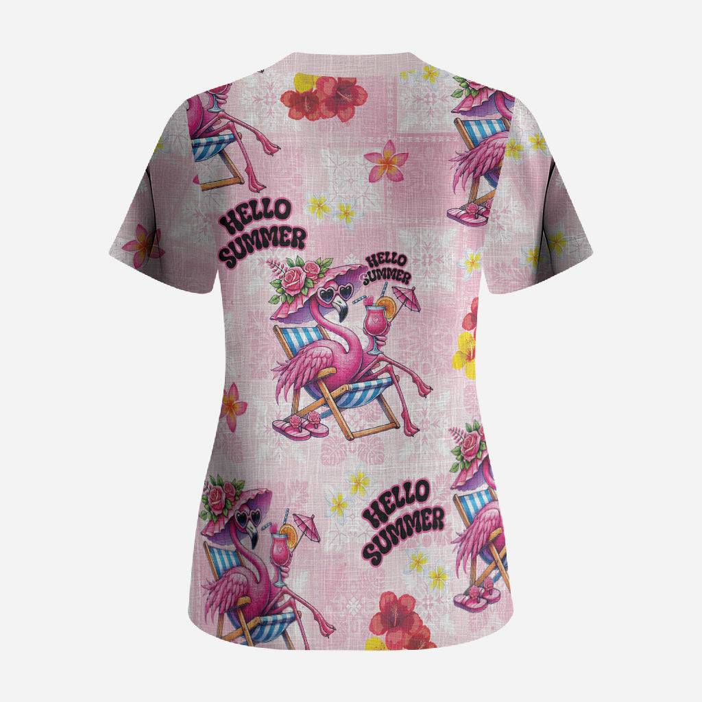 Hawaii Flamingo Hello Summer Scrub Top Hawaiian Quilt Pattern LT9 - Polynesian Pride