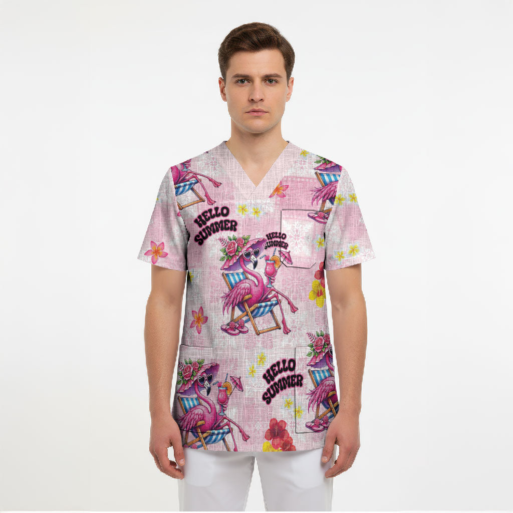 Hawaii Flamingo Hello Summer Scrub Top Hawaiian Quilt Pattern LT9 - Polynesian Pride