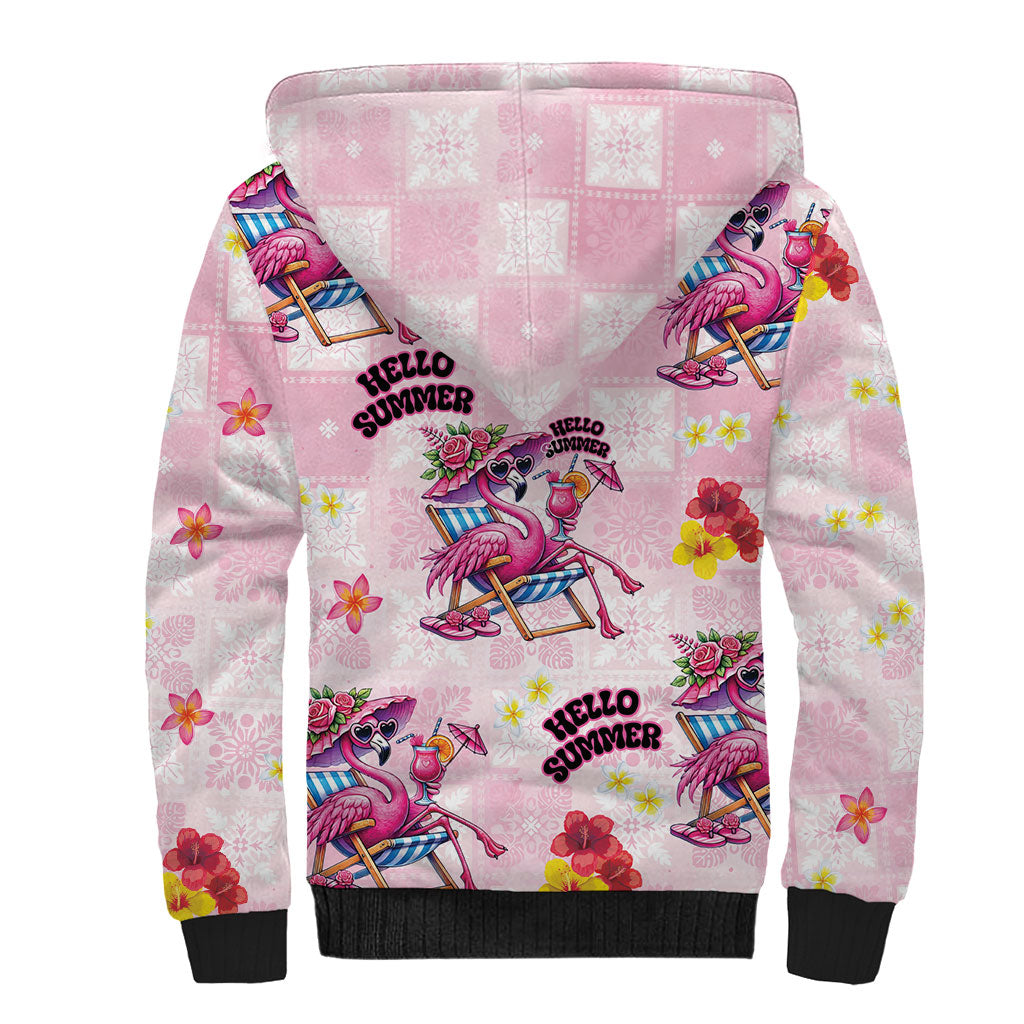 Hawaii Flamingo Hello Summer Sherpa Hoodie Hawaiian Quilt Pattern LT9 - Polynesian Pride