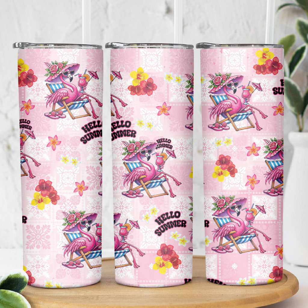 Hawaii Flamingo Hello Summer Skinny Tumbler Hawaiian Quilt Pattern LT9 - Polynesian Pride
