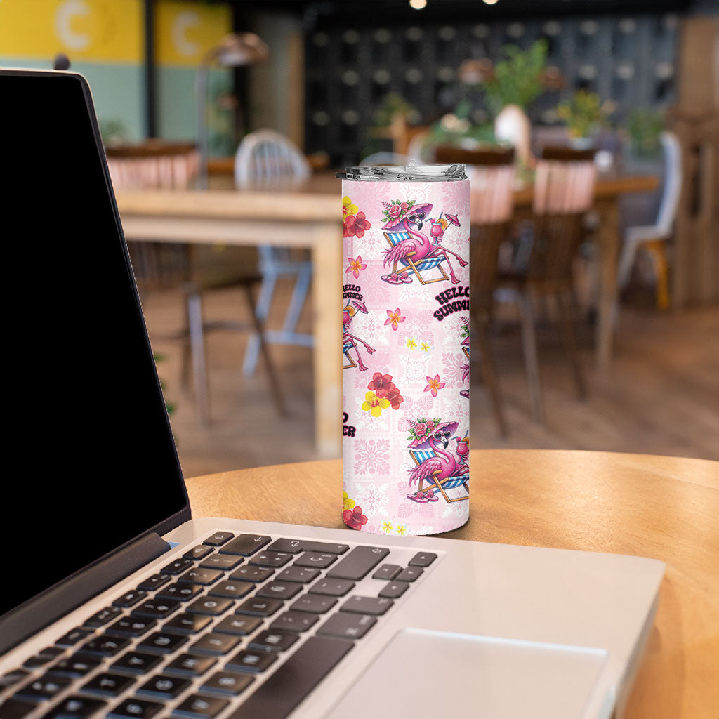 Hawaii Flamingo Hello Summer Skinny Tumbler Hawaiian Quilt Pattern LT9 - Polynesian Pride