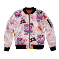 Hawaii Flamingo Hello Summer Sleeve Zip Bomber Jacket Hawaiian Quilt Pattern LT9 Unisex Pink - Polynesian Pride