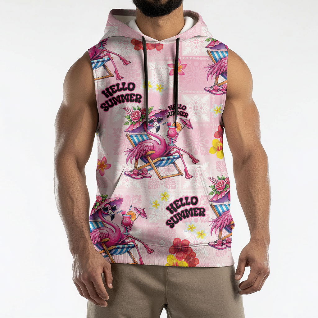Hawaii Flamingo Hello Summer Sleeveless Hoodie Hawaiian Quilt Pattern LT9 - Polynesian Pride