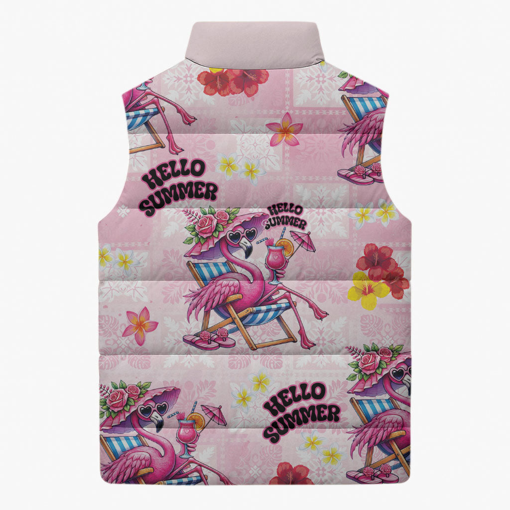 Hawaii Flamingo Hello Summer Sleeveless Puffer Jacket Hawaiian Quilt Pattern LT9 - Polynesian Pride