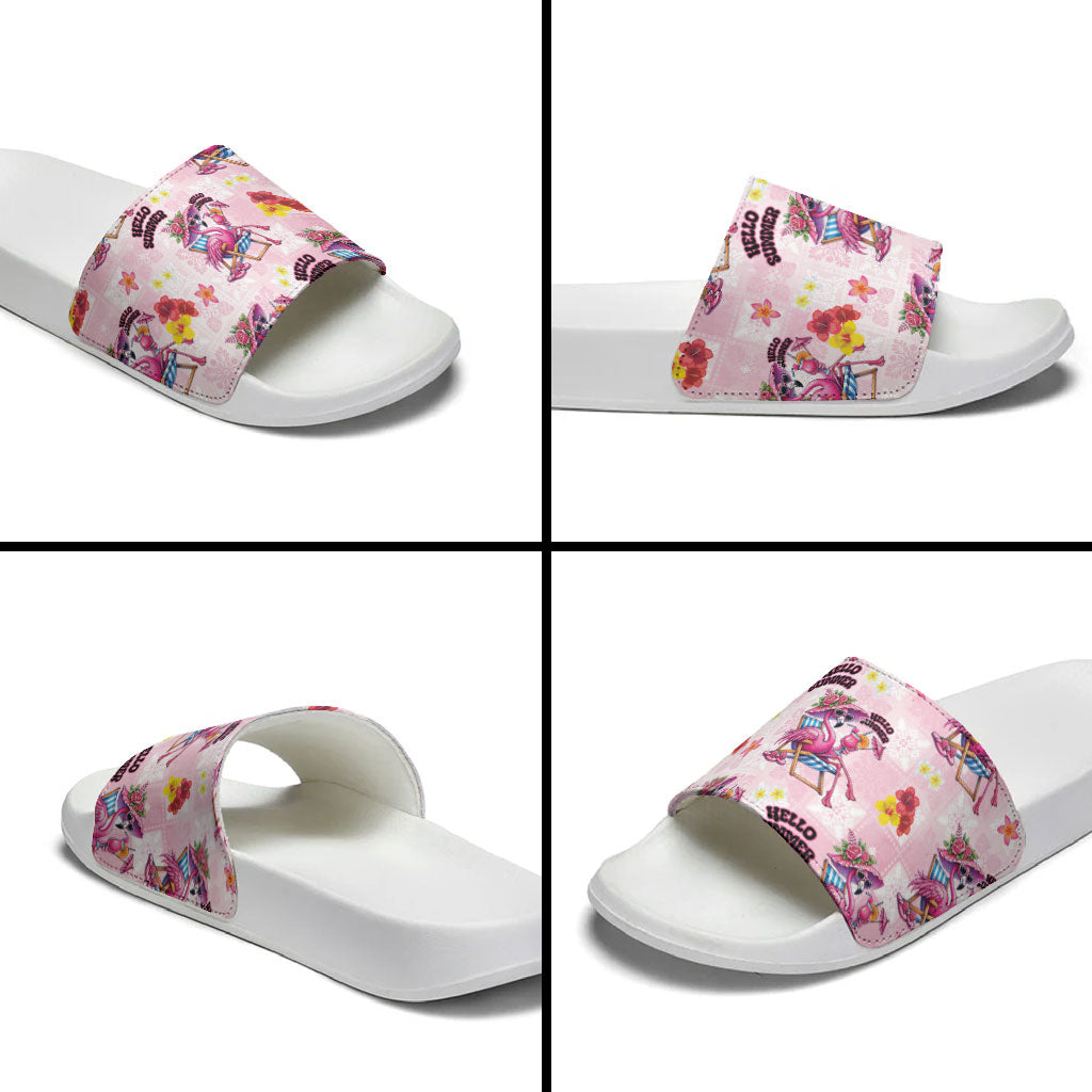 Hawaii Flamingo Hello Summer Slide Sandals Hawaiian Quilt Pattern LT9 - Polynesian Pride