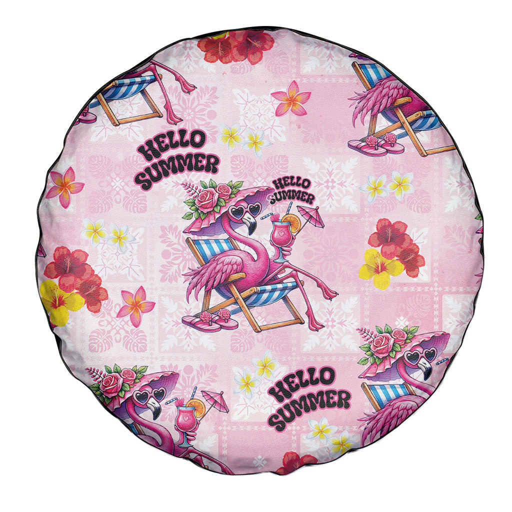 Hawaii Flamingo Hello Summer Spare Tire Cover Hawaiian Quilt Pattern LT9 - Polynesian Pride