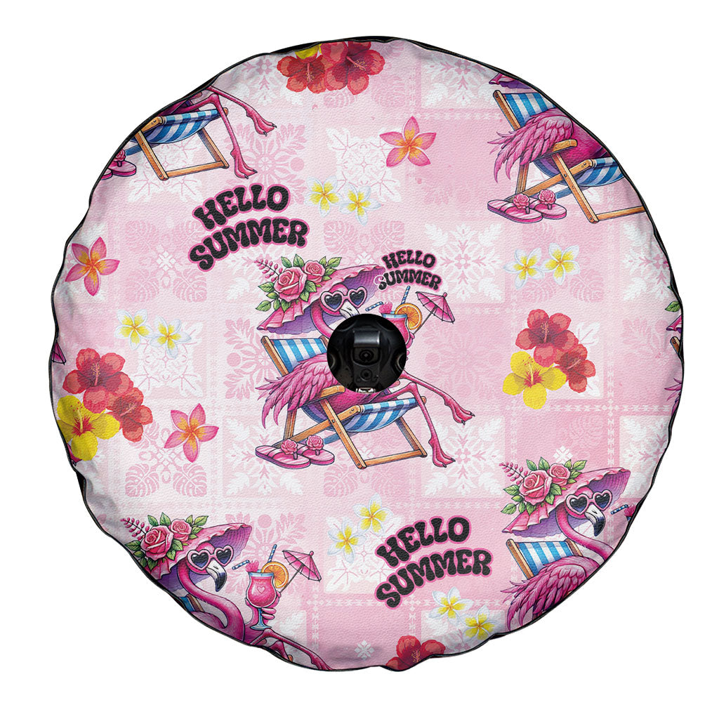 Hawaii Flamingo Hello Summer Spare Tire Cover Hawaiian Quilt Pattern LT9 - Polynesian Pride