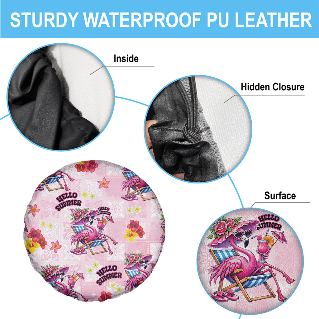 Hawaii Flamingo Hello Summer Spare Tire Cover Hawaiian Quilt Pattern LT9 - Polynesian Pride
