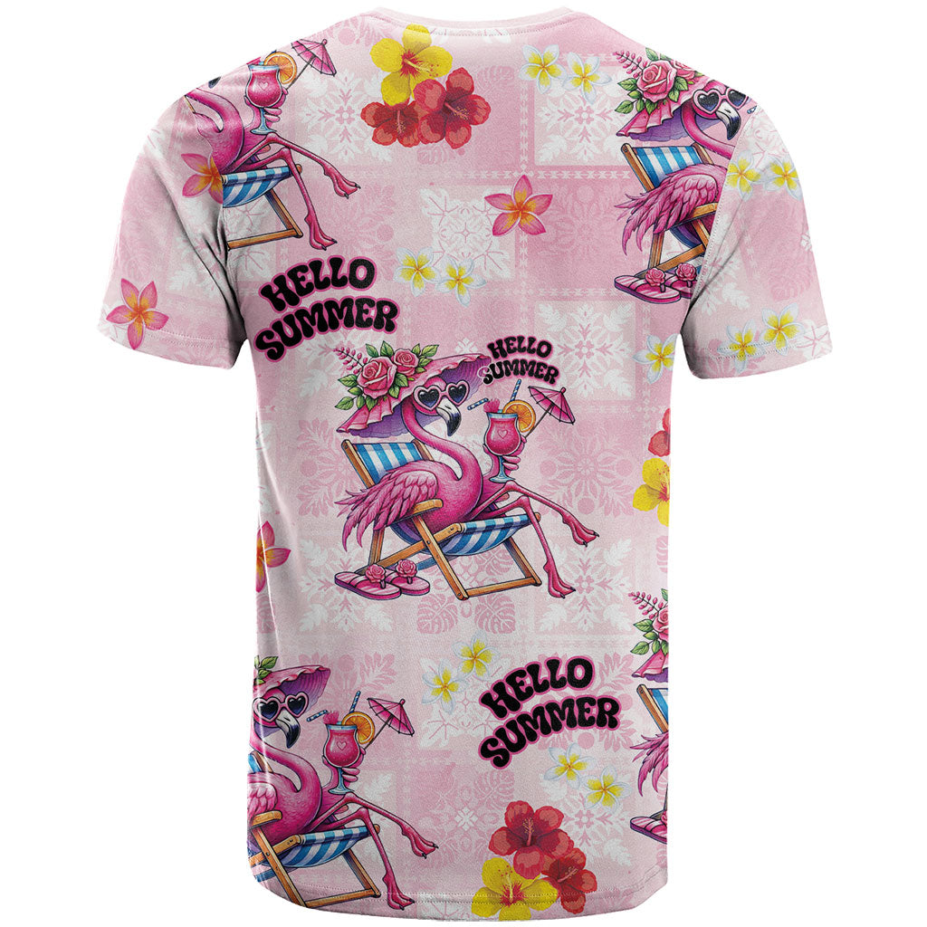 Hawaii Flamingo Hello Summer T Shirt Hawaiian Quilt Pattern LT9 - Polynesian Pride