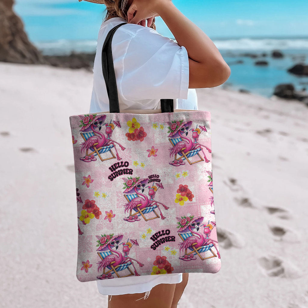 Hawaii Flamingo Hello Summer Tote Bag Hawaiian Quilt Pattern LT9 - Polynesian Pride