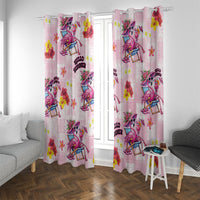 Hawaii Flamingo Hello Summer Window Curtain Hawaiian Quilt Pattern LT9 With Grommets Pink - Polynesian Pride
