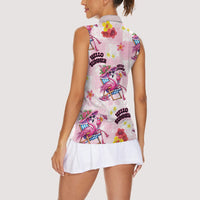 Hawaii Flamingo Hello Summer Women Sleeveless Polo Shirt Hawaiian Quilt Pattern LT9 - Polynesian Pride