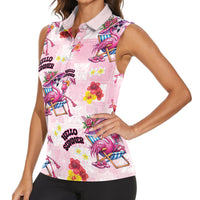 Hawaii Flamingo Hello Summer Women Sleeveless Polo Shirt Hawaiian Quilt Pattern LT9 - Polynesian Pride