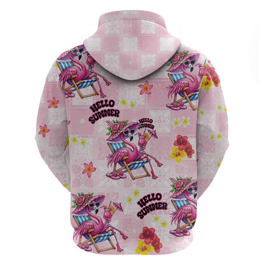Hawaii Flamingo Hello Summer Zip Hoodie Hawaiian Quilt Pattern LT9 - Polynesian Pride