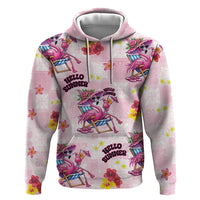 Hawaii Flamingo Hello Summer Zip Hoodie Hawaiian Quilt Pattern LT9 Pullover Hoodie Pink - Polynesian Pride