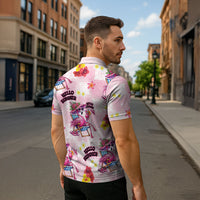 Hawaii Flamingo Hello Summer Zipper Polo Shirt Hawaiian Quilt Pattern LT9 - Polynesian Pride