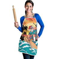 Vintage Santa Claus Surfing Summer Apron Mele Kalikimaka i Iulai! LT9 - Polynesian Pride