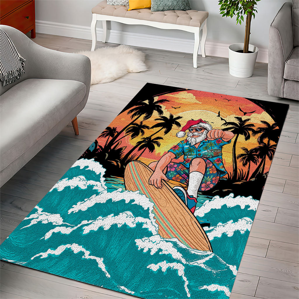 Vintage Santa Claus Surfing Summer Area Rug Mele Kalikimaka i Iulai! LT9 - Polynesian Pride