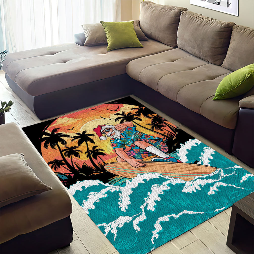 Vintage Santa Claus Surfing Summer Area Rug Mele Kalikimaka i Iulai! LT9 - Polynesian Pride