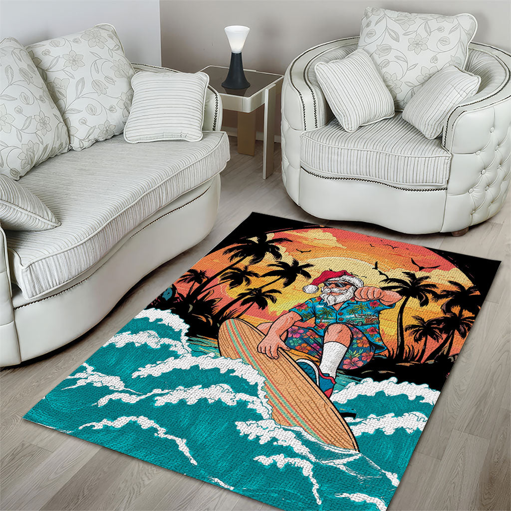 Vintage Santa Claus Surfing Summer Area Rug Mele Kalikimaka i Iulai! LT9 - Polynesian Pride
