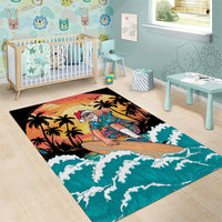 Vintage Santa Claus Surfing Summer Area Rug Mele Kalikimaka i Iulai! LT9 - Polynesian Pride