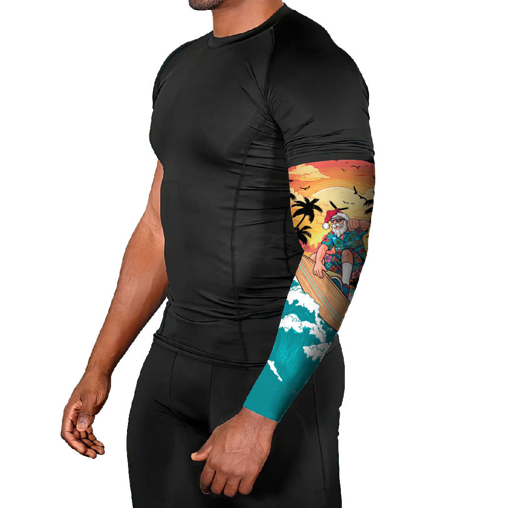 Vintage Santa Claus Surfing Summer Arm Sleeves Mele Kalikimaka i Iulai! LT9 - Polynesian Pride