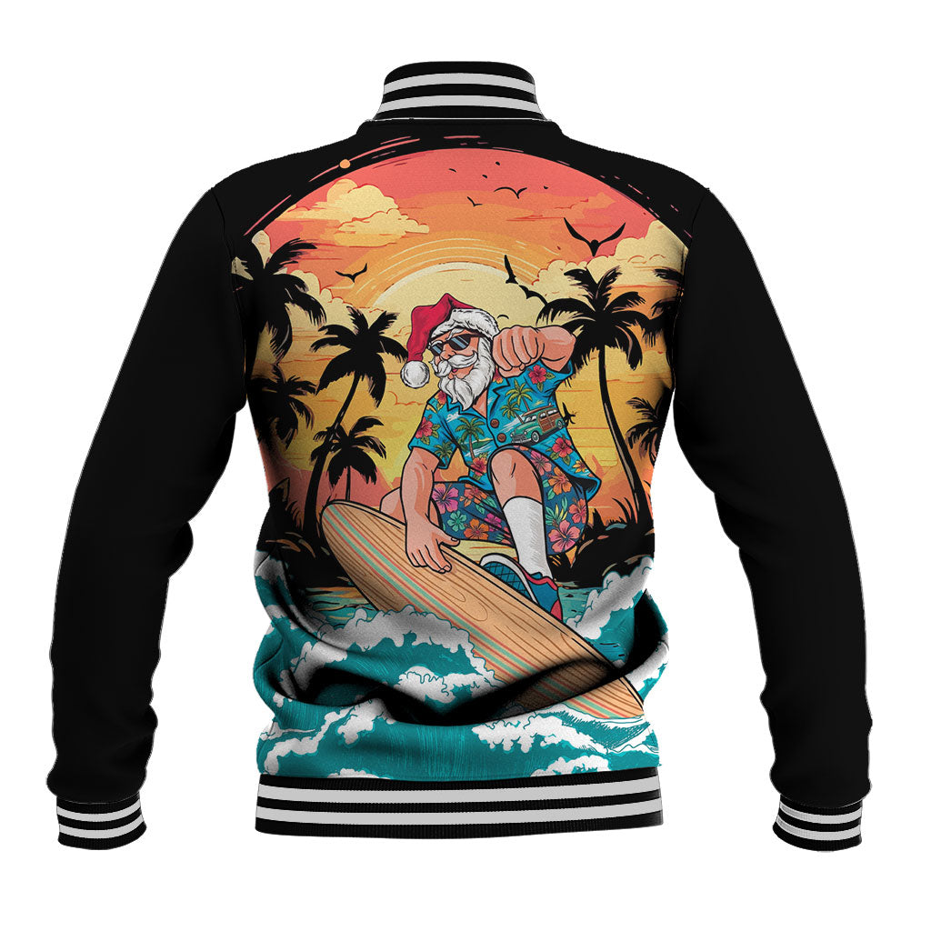 Vintage Santa Claus Surfing Summer Baseball Jacket Mele Kalikimaka i Iulai! LT9 - Polynesian Pride