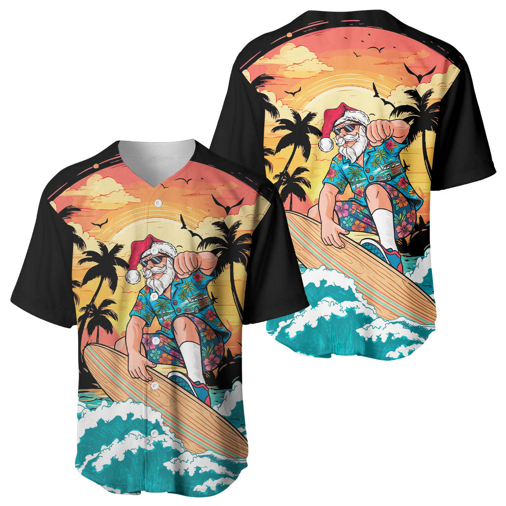 Vintage Santa Claus Surfing Summer Baseball Jersey Mele Kalikimaka i Iulai! LT9 - Polynesian Pride
