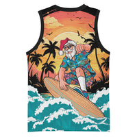 Vintage Santa Claus Surfing Summer Basketball Jersey Mele Kalikimaka i Iulai! LT9 - Polynesian Pride